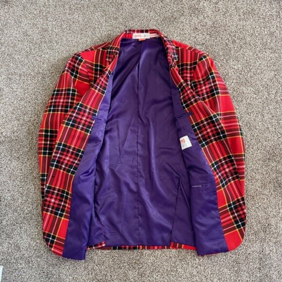 OPPOSUITS Red Tartan Plaid Lumberjack Suit Sz 42 - Picture 5 of 14